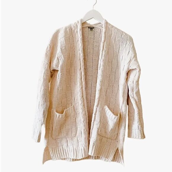 Charlotte Russe Boho Ribbed Knitted Oversized Ivory  Cardigan Sweater SZ S - Picture 1 of 10